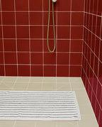 Tapis de bain à rayures | Blanc Lutèce / Noir