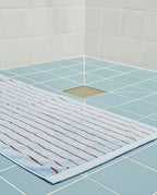 Striped Bath Mat | Aegean Blue / Burgundy