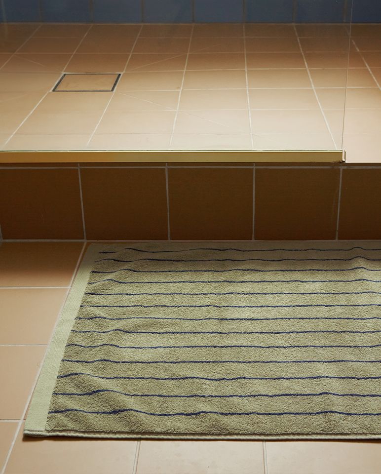 Tapis de bain à rayures | Vert Calavon / Bleu