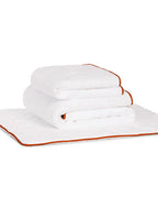 Tapis de bain | Blanc Liseré Rouge Brique