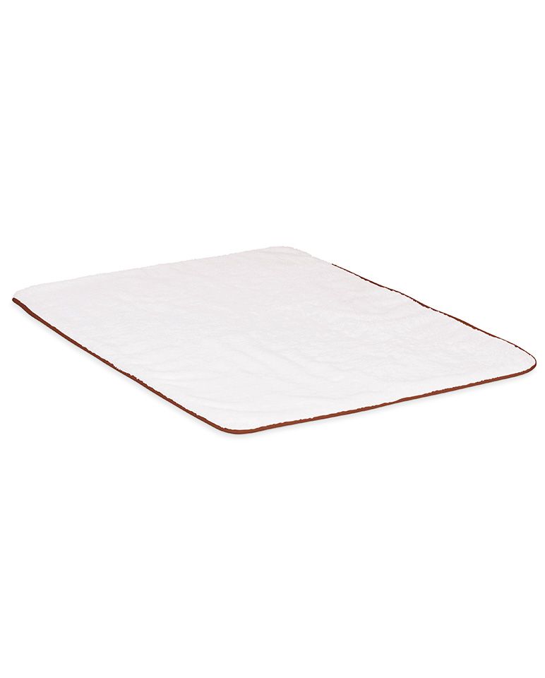 Tapis de bain | Blanc Liseré Brun Auburn