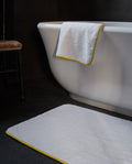 Bath Mat | White Mimosa Yellow Border