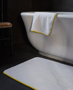 Bath Mat | White Mimosa Yellow Border