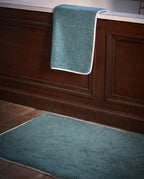 Tapis de bain | Bleu Chardin Liseré Blanc
