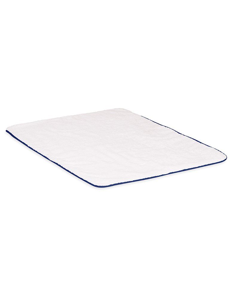 Tapis de bain | Blanc Liseré Bleu Cobalt