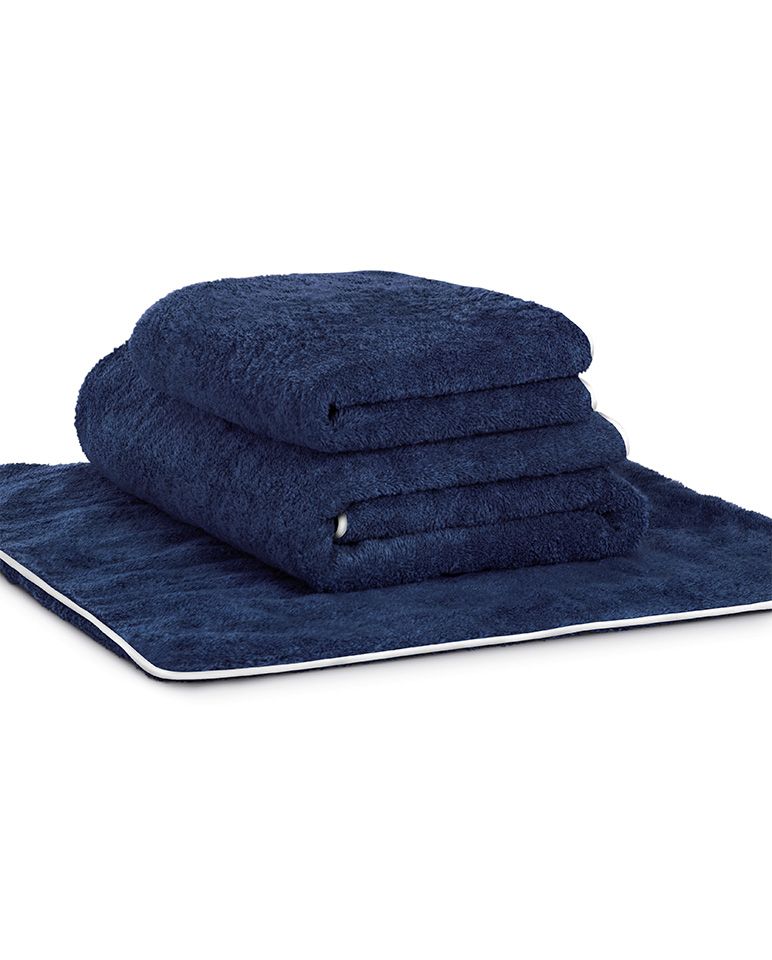 Tapis de bain | Bleu Nuit Liseré Blanc