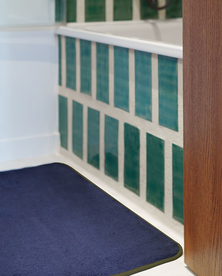 Tapis de bain | Bleu Nuit Liseré Kaki