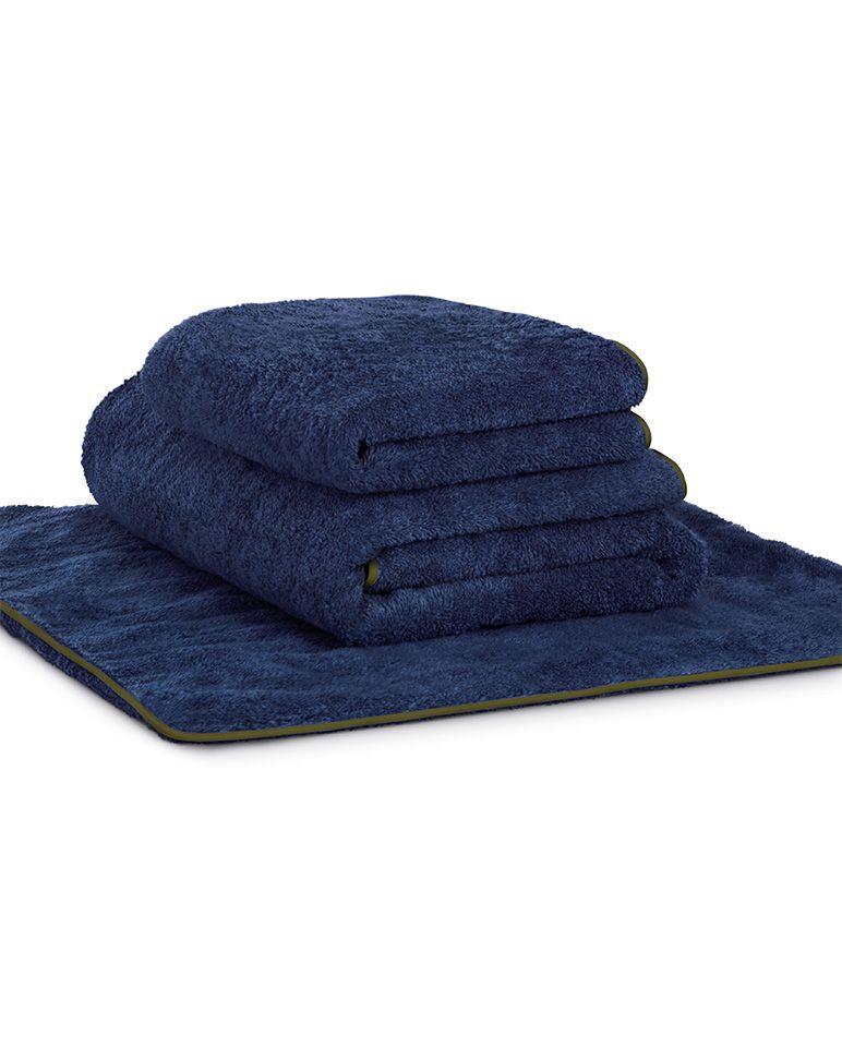 Tapis de bain | Bleu Nuit Liseré Kaki