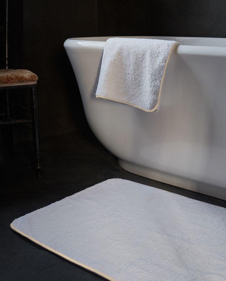Tapis de bain | Blanc Liseré Vanille
