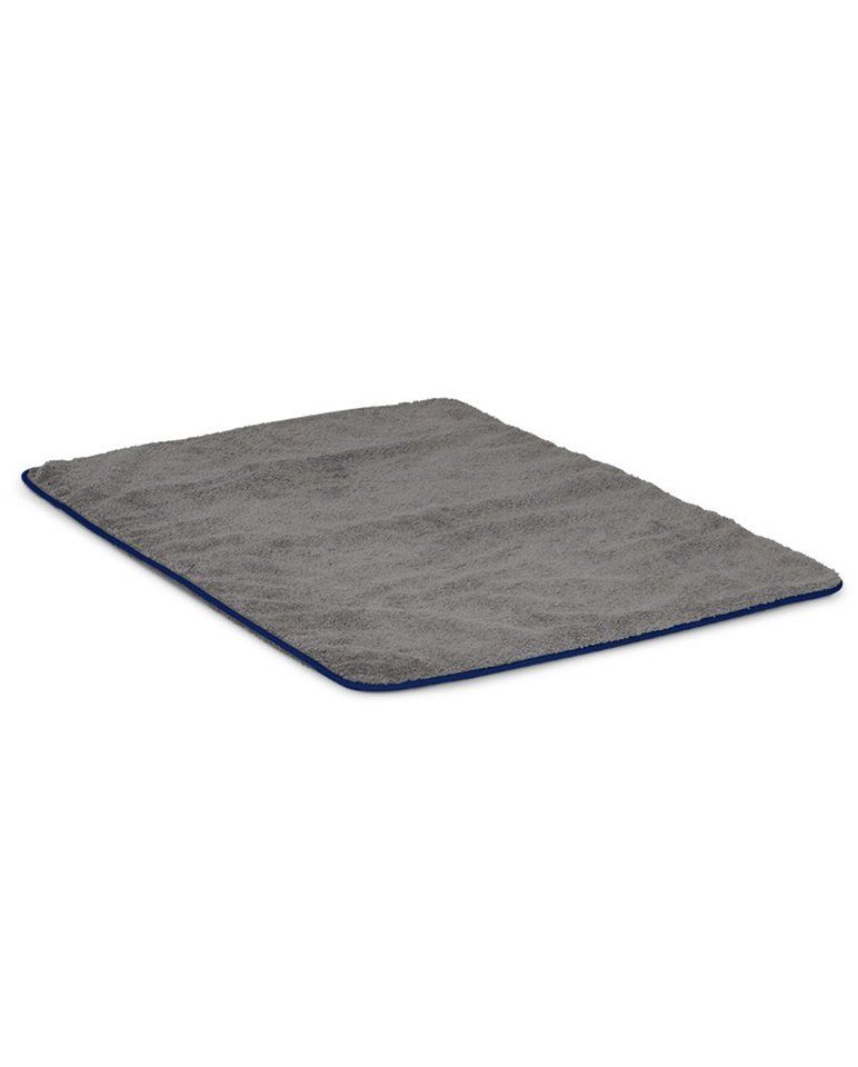Tapis de bain | Gris Liseré Bleu Cobalt