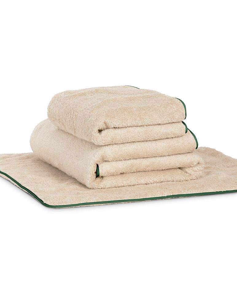 Tapis de bain | Sable Liseré Vert Anglais