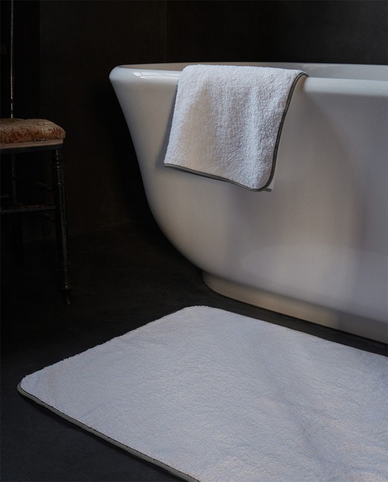 Tapis de bain | Blanc Liseré Gris