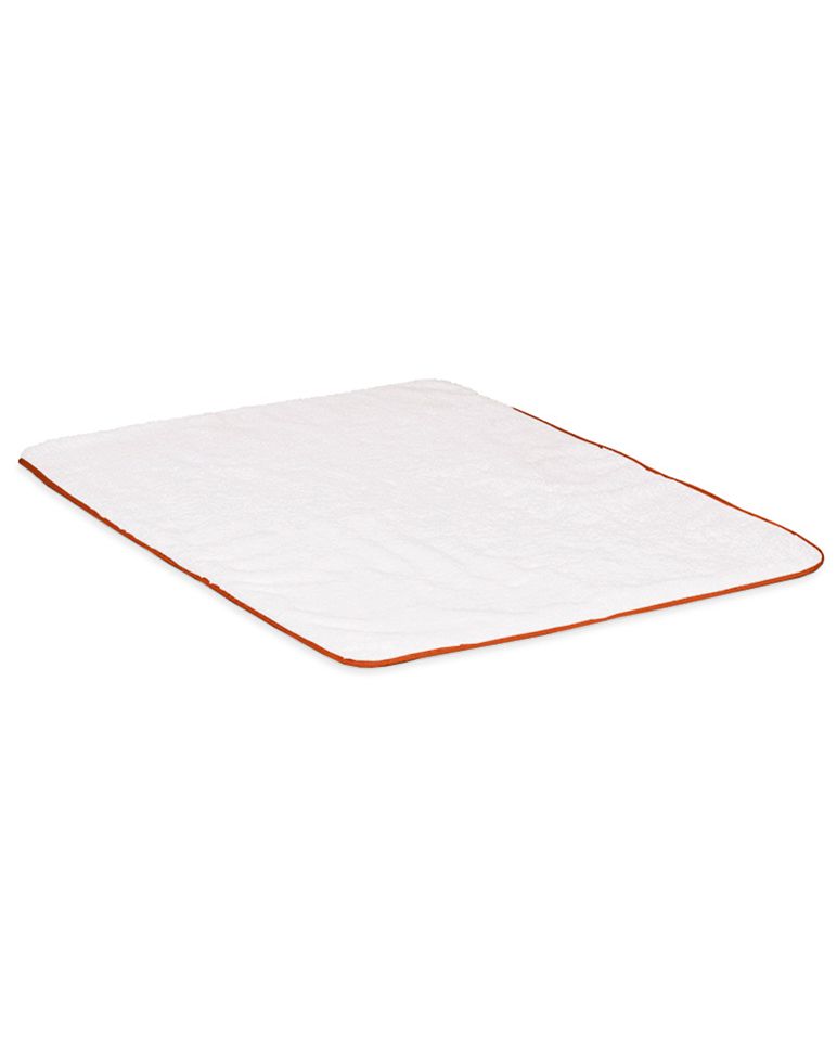 Tapis de bain | Blanc Liseré Rouge Brique