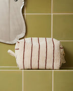 Trousse de toilette à rayures | Beige Arbois / Chocolat