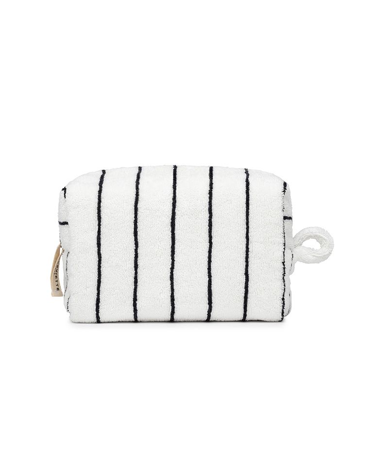 Trousse de toilette à rayures | Blanc Lutèce / Noir