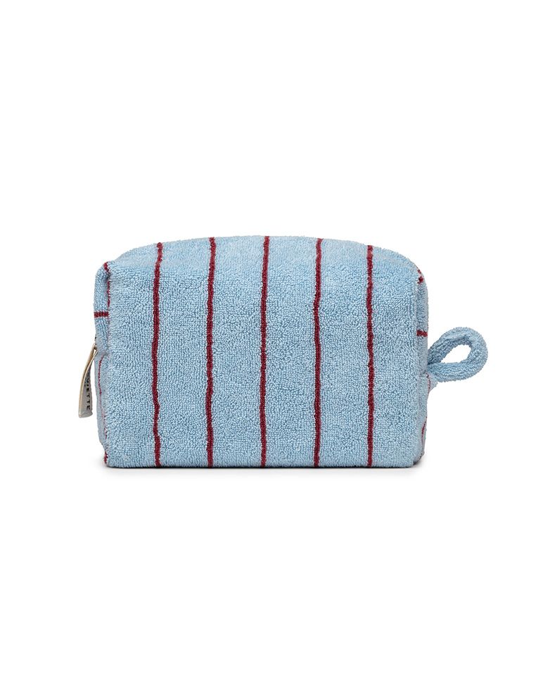 Trousse de toilette à rayures | Bleu Égée / Bordeaux