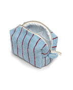 Trousse de toilette à rayures | Bleu Égée / Bordeaux