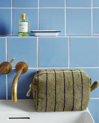 Trousse de toilette à rayures | Vert Calavon / Bleu