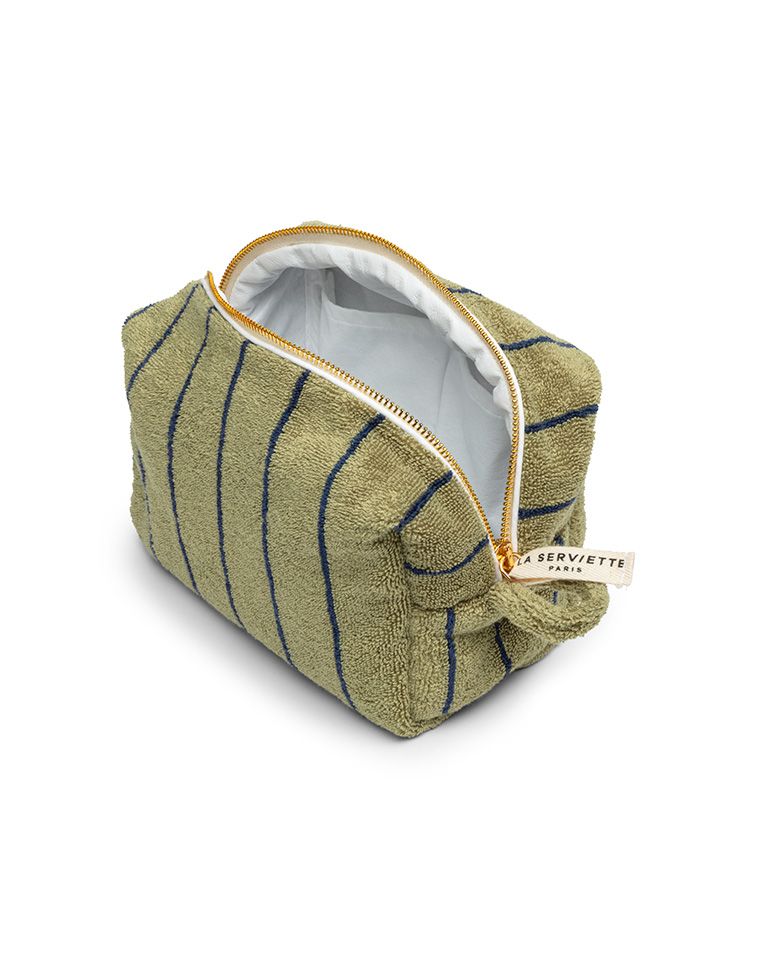Trousse de toilette à rayures | Vert Calavon / Bleu