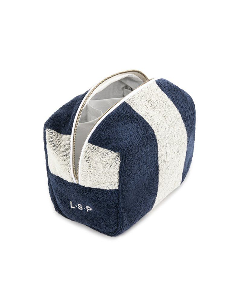 Trousse de toilette éponge | Bleu Océan / Crème