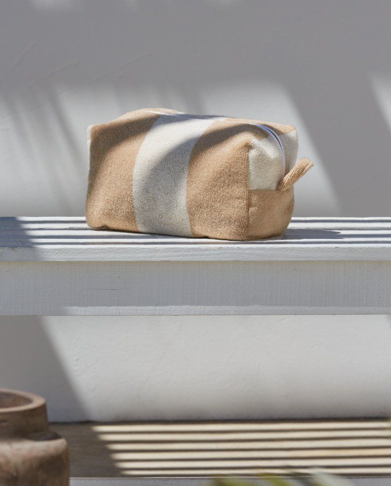 Trousse de toilette éponge | Sable / Crème