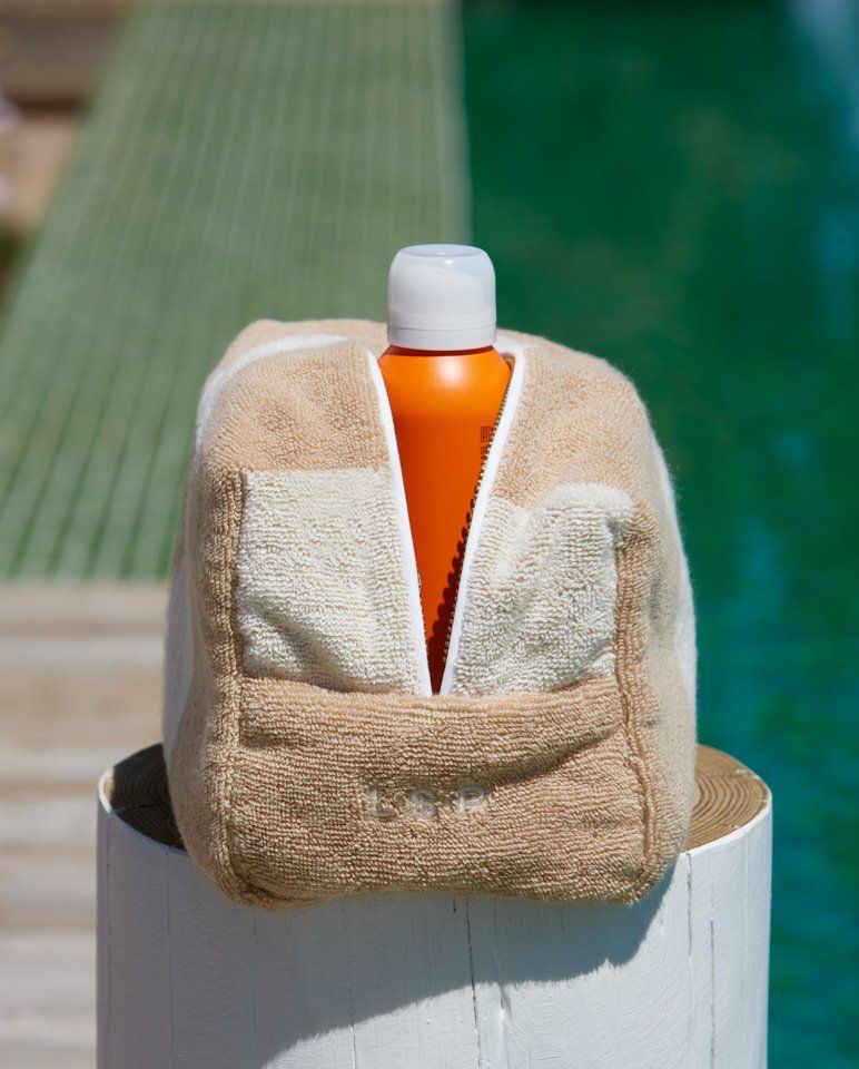 Trousse de toilette éponge | Sable / Crème