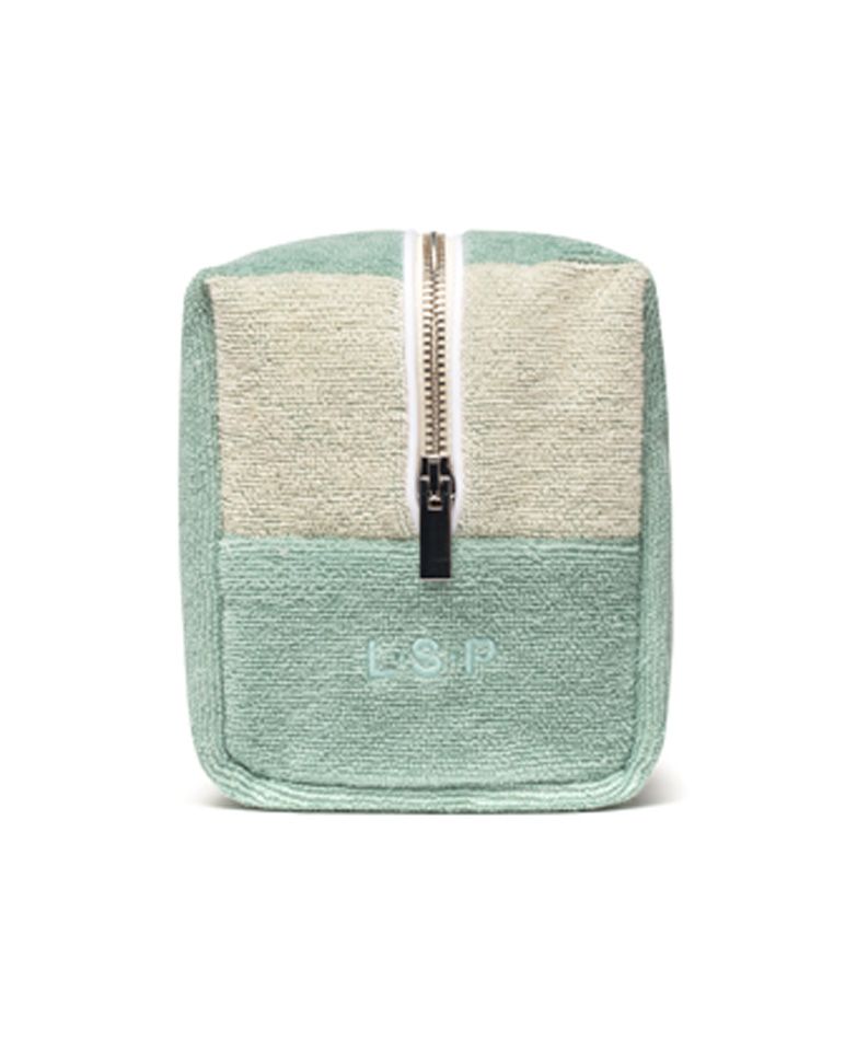 Trousse de toilette éponge | Vert d'eau / Crème