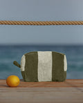 Trousse de toilette éponge | Vert Olive / Crème
