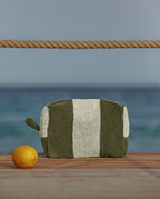 Trousse de toilette éponge | Vert Olive / Crème