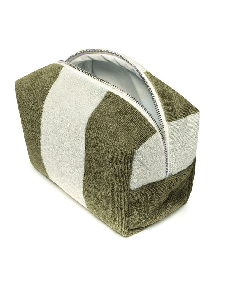 Trousse de toilette éponge | Vert Olive / Crème