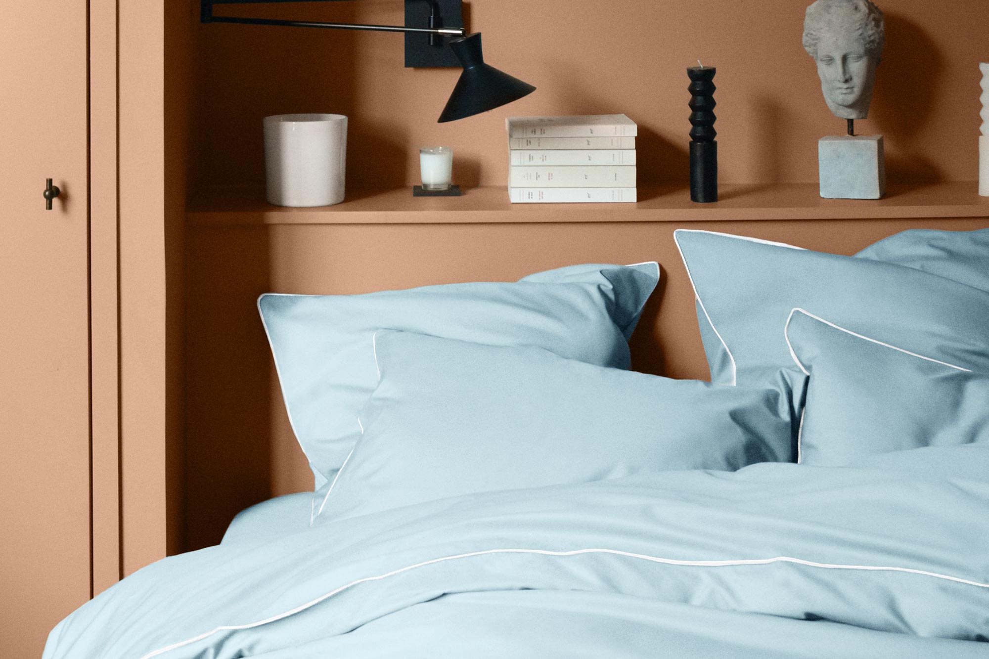 Gamme caramel et parure percale de coton chocolat La Serviette Paris